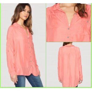 Johnny Was Pete & Greta Silk Salmon Long Sleeve Blouse